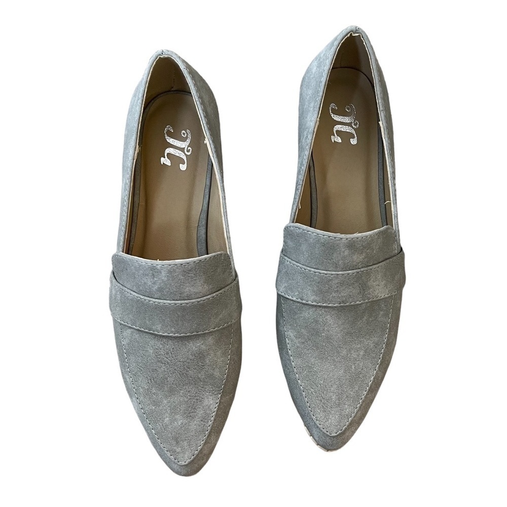 Women’s blue faux suede pointed toes loafers
